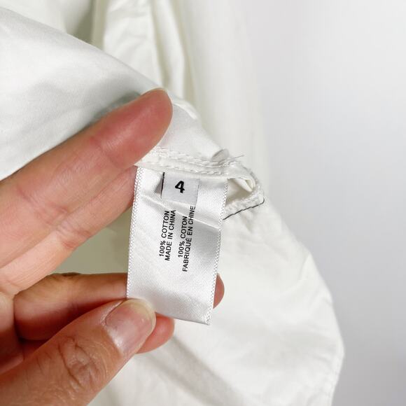 Proenza Schouler White 4 Button Placket Blouse Long Sleeve Contrast Trim Cotton - Picture 9 of 13